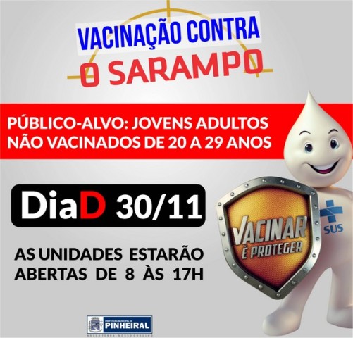 Prefeitura de Pinheiral realizará dia ‘D’ vacinação contra o sarampo amanhã