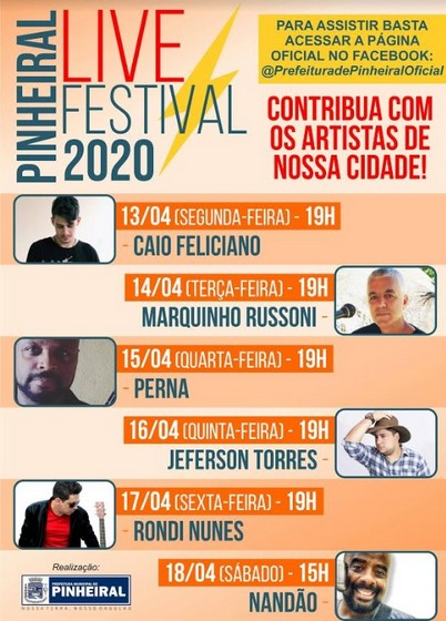 Pinheiral promove 2ª semana de festival pela web com músicos da cidade
