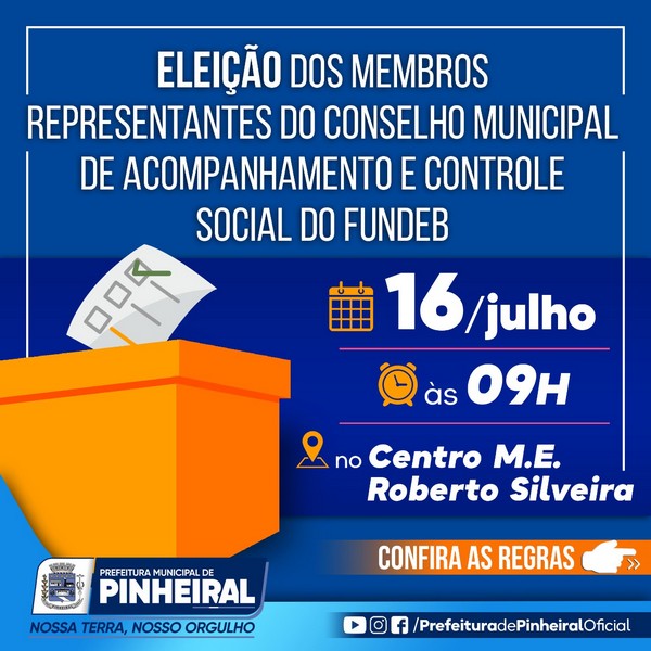 Secretaria de educação de Pinheiral promove eleição dos membros representantes do Conselho Municipal de Acompanhamento e Controle Social do FUNDEB