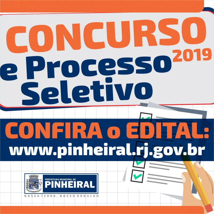 Prefeitura de Pinheiral abre edital para novo Concurso Público e Processo Seletivo