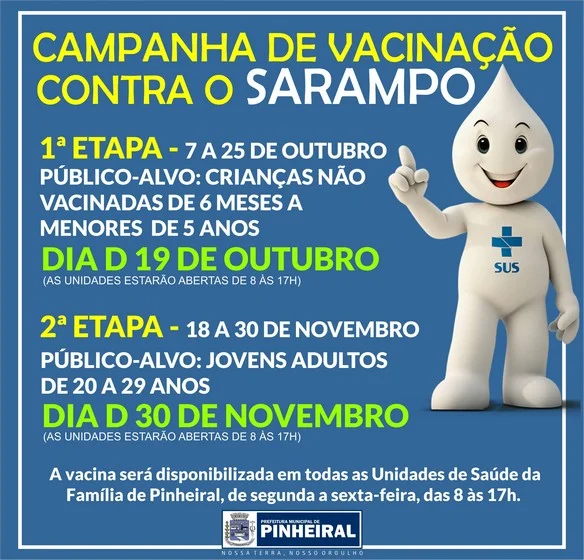 Pinheiral começa vacinação contra sarampo nesta segunda