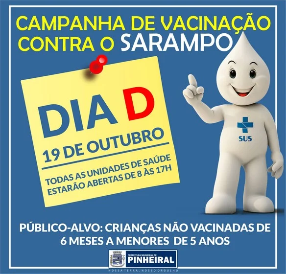 Dia ‘D’ de vacinação contra o sarampo será neste sábado em Pinheiral