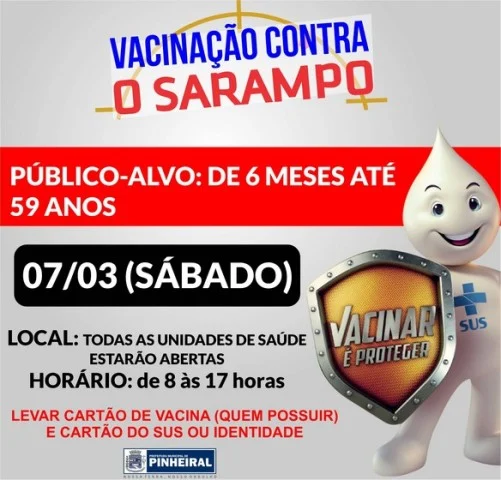 Pinheiral realiza amanhã dia “d” para vacinação contra o sarampo
