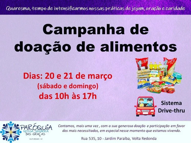 Volta Redonda sedia campanha de doação de alimentos