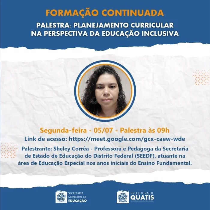 FORMAÇÃO CONTINUADA: PALESTRA DE PLANEJAMENTO CURRICULAR