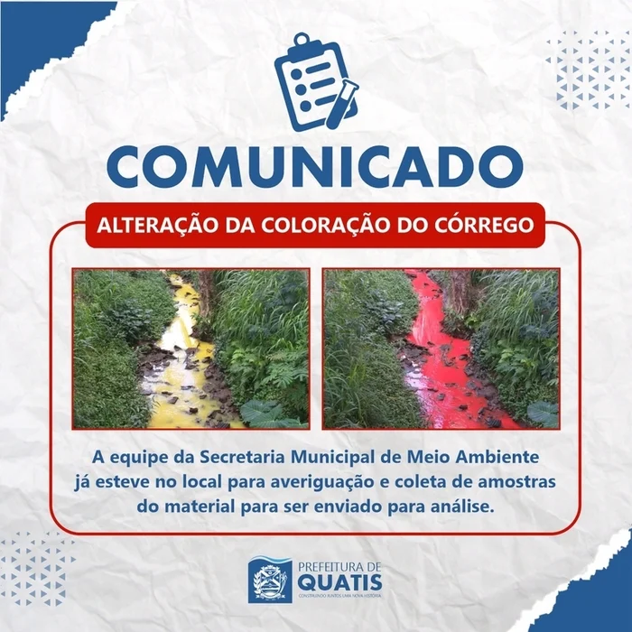 Comunicado de Esclarecimento sobre a Alteração da Coloração do córrego