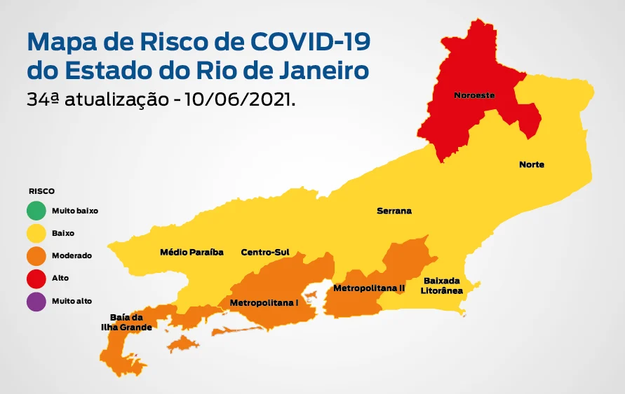 Mapa de Risco Covid-19: estado do Rio de Janeiro mantém bandeira laranja
