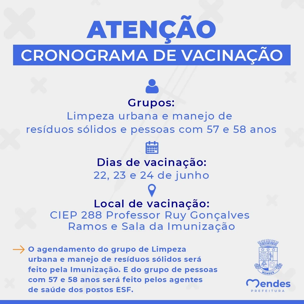Atenção - Cronograma de Vacinação