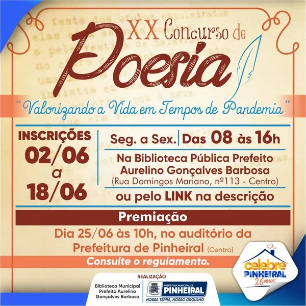 pinheiral 26 anos concurso de poesia
