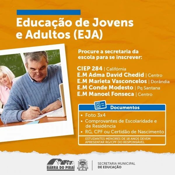 Escolas da Rede Municipal possuem a modalidade de ensino da EJA