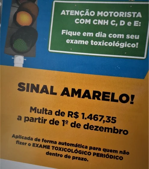 Campanha educativa reforça a obrigatoriedade do exame toxicológico para motoristas profissionais