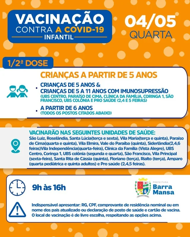Barra Mansa segue com vacinações contra Covid-19, Influenza e sarampo nesta quarta