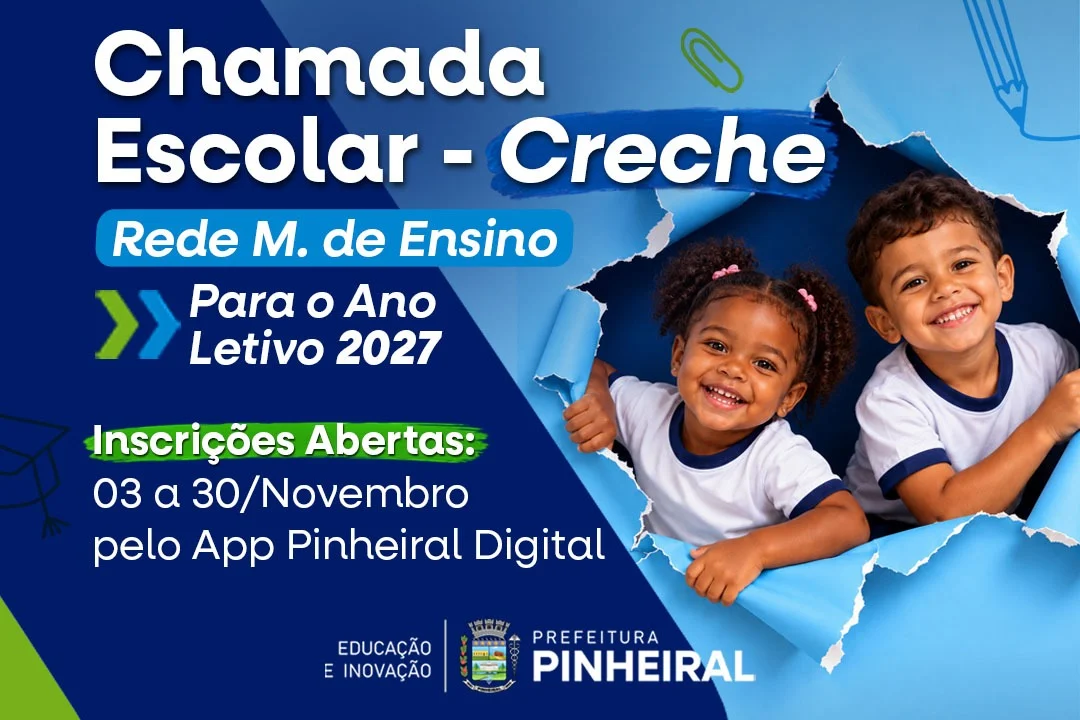 Prefeitura de Pinheiral abre inscrições para creches municipais para o ano letivo de 2027