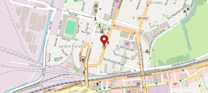Mapa: Shop dos Colchões, Av Paulo de Frontin, Nº 247, Volta Redonda - RJ, 27215-580