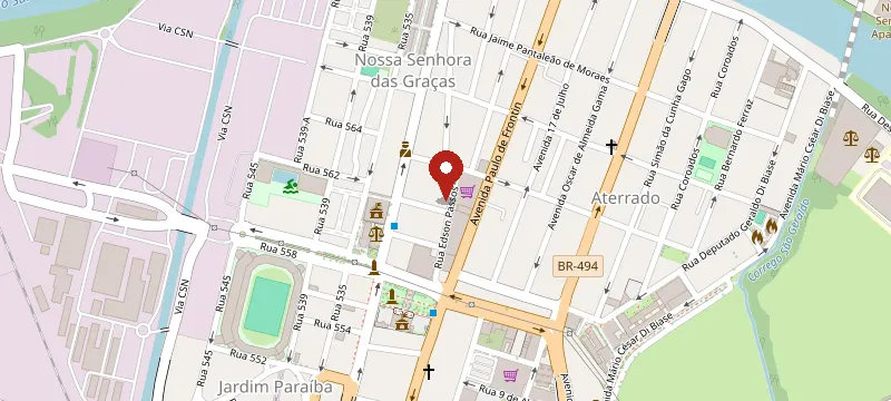 Mapa: Dra Irani Martins Advogada Criminalista Especializada, Rua Edsom Passos, Sala 201, Ed. Nula, Aterrado, Nº 157, Volta Redonda - RJ, 27215-550